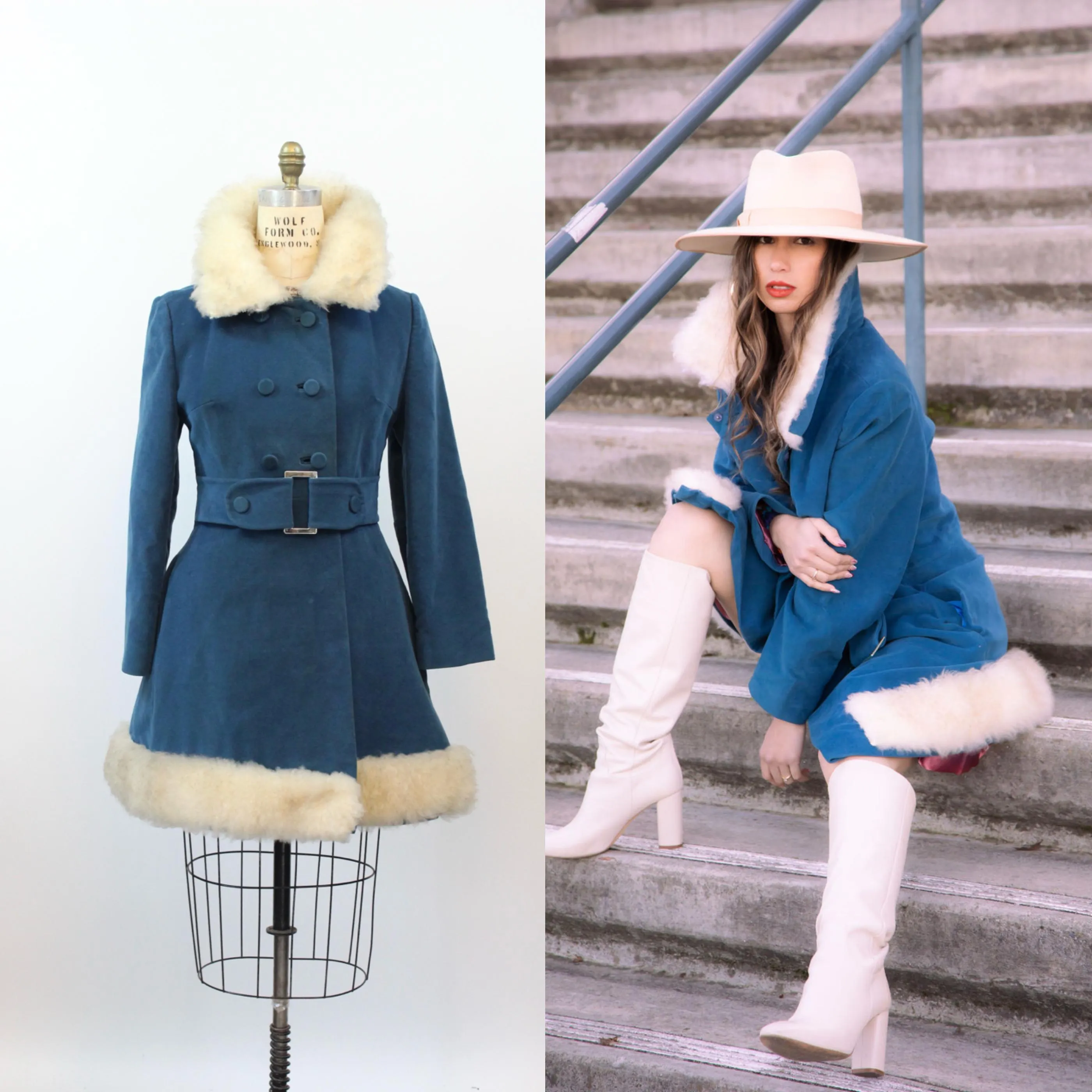 1960s COUNTRY PACER suede fur coat medium | new fall winter