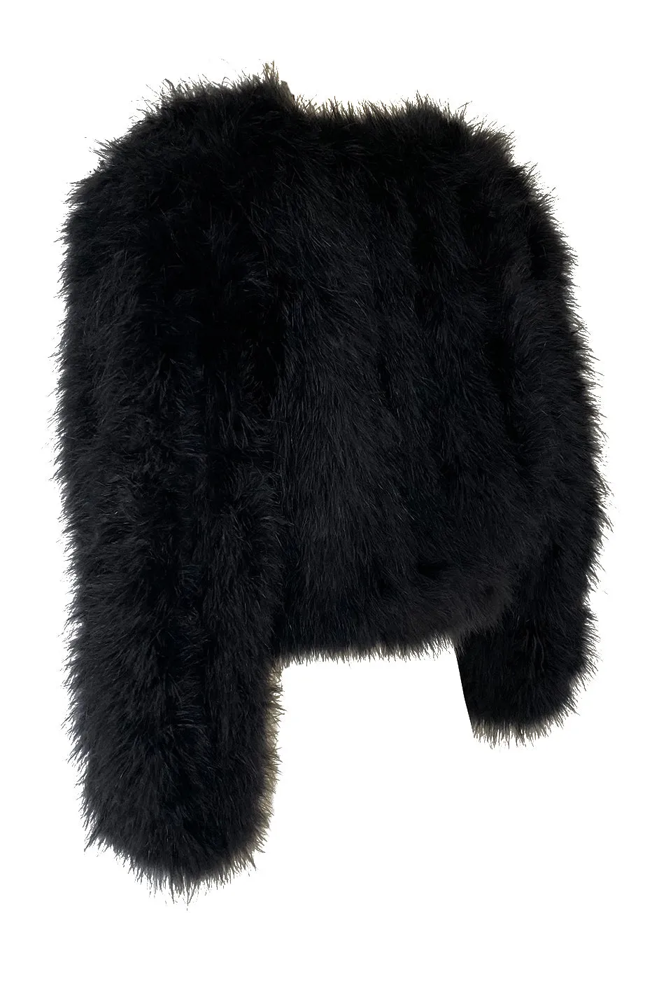 1970s Unlabeled Soft & Fluffy Black Feather Cropped 'Chubby' Jacket