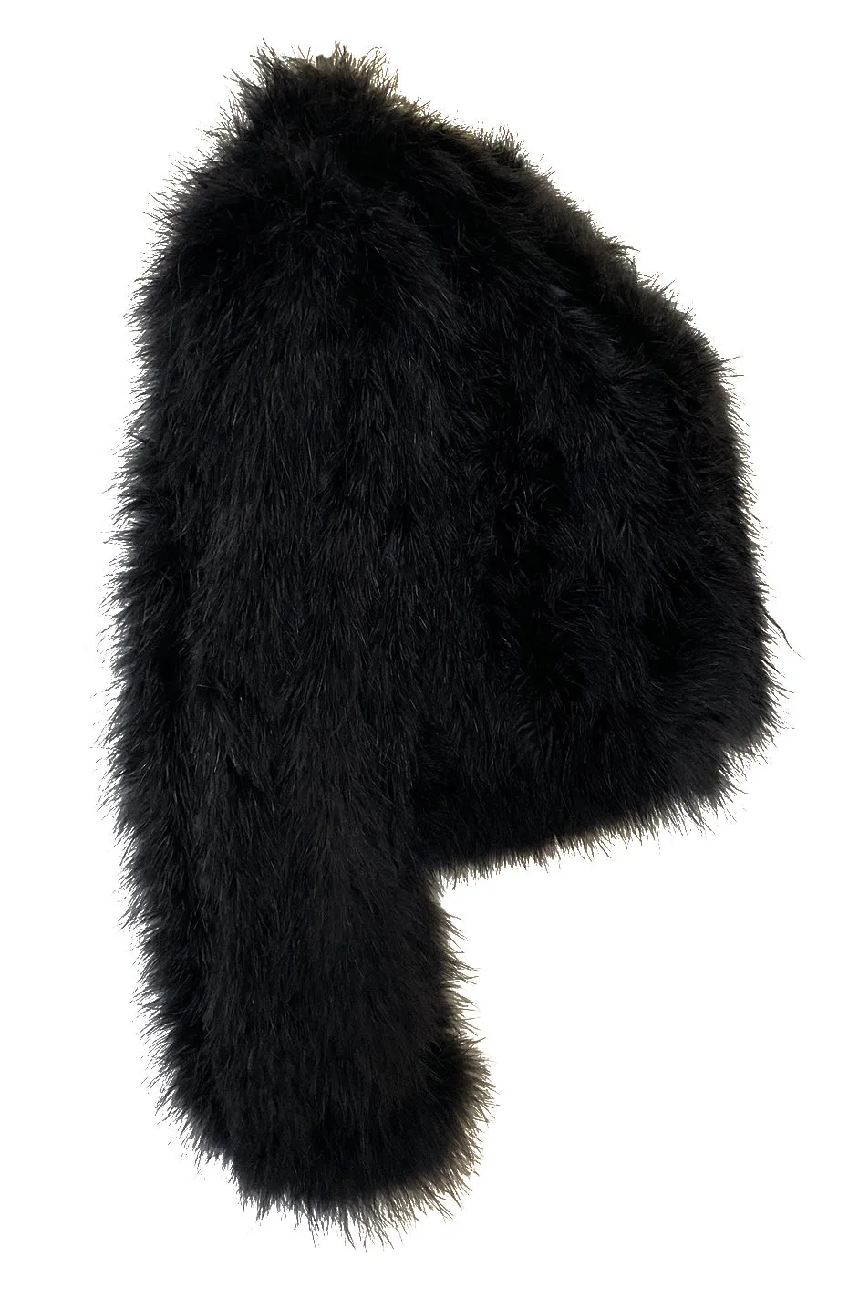 1970s Unlabeled Soft & Fluffy Black Feather Cropped 'Chubby' Jacket