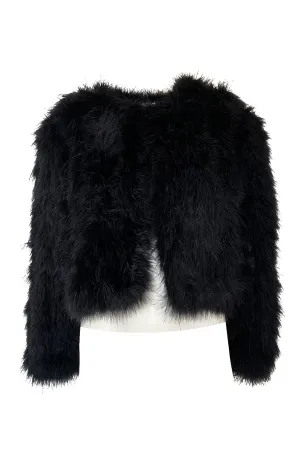 1970s Unlabeled Soft & Fluffy Black Feather Cropped 'Chubby' Jacket