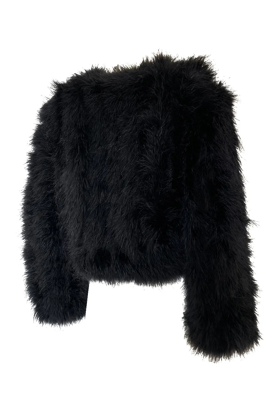 1970s Unlabeled Soft & Fluffy Black Feather Cropped 'Chubby' Jacket
