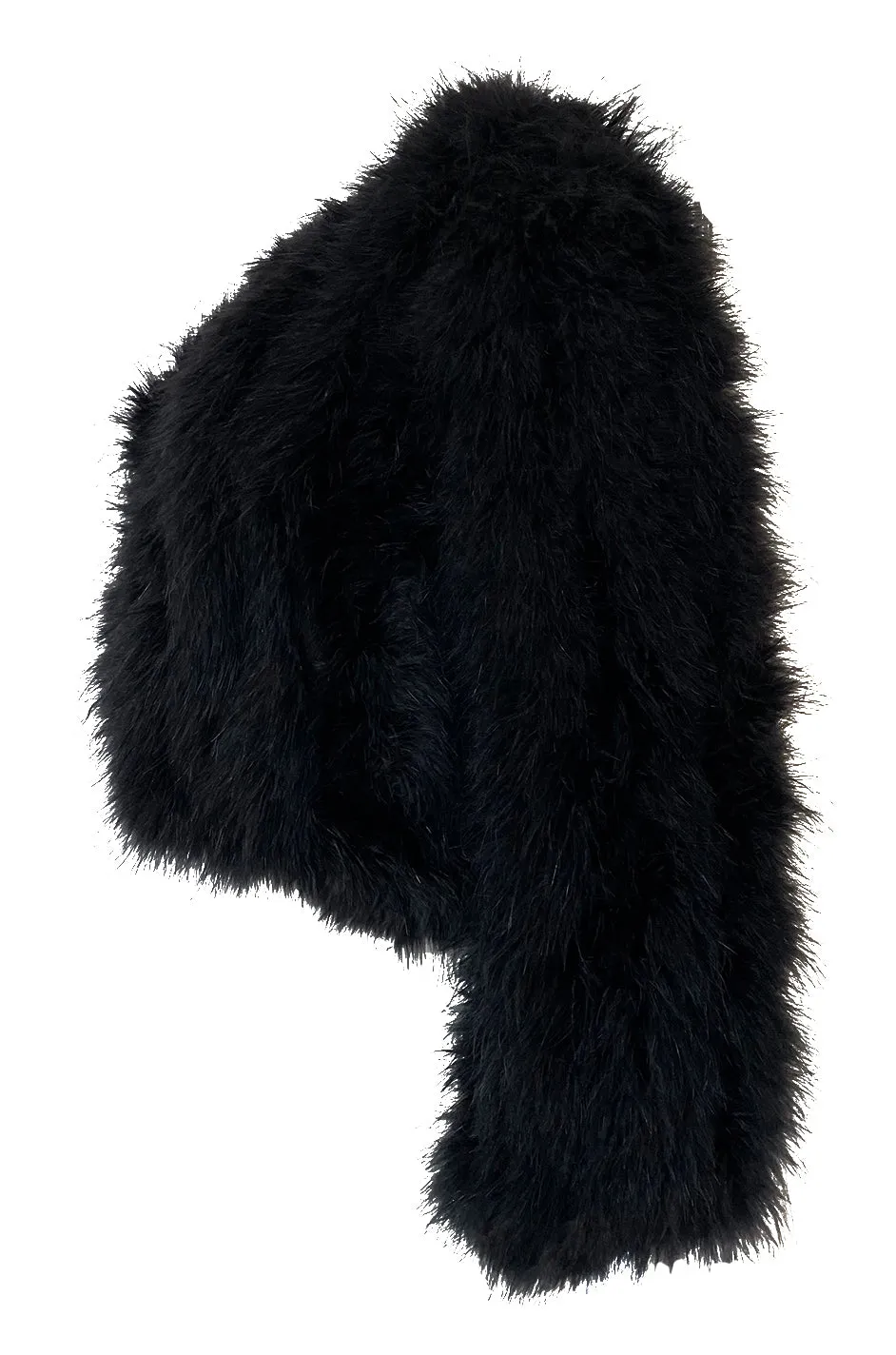 1970s Unlabeled Soft & Fluffy Black Feather Cropped 'Chubby' Jacket