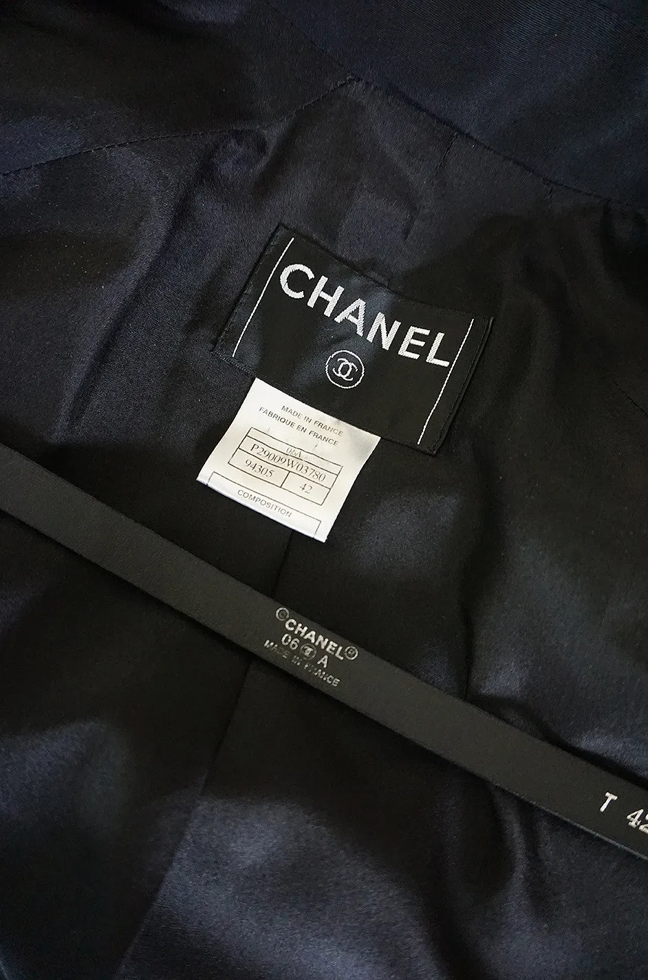 2006A Chanel Black Silk Tulle Edged Trench Coat