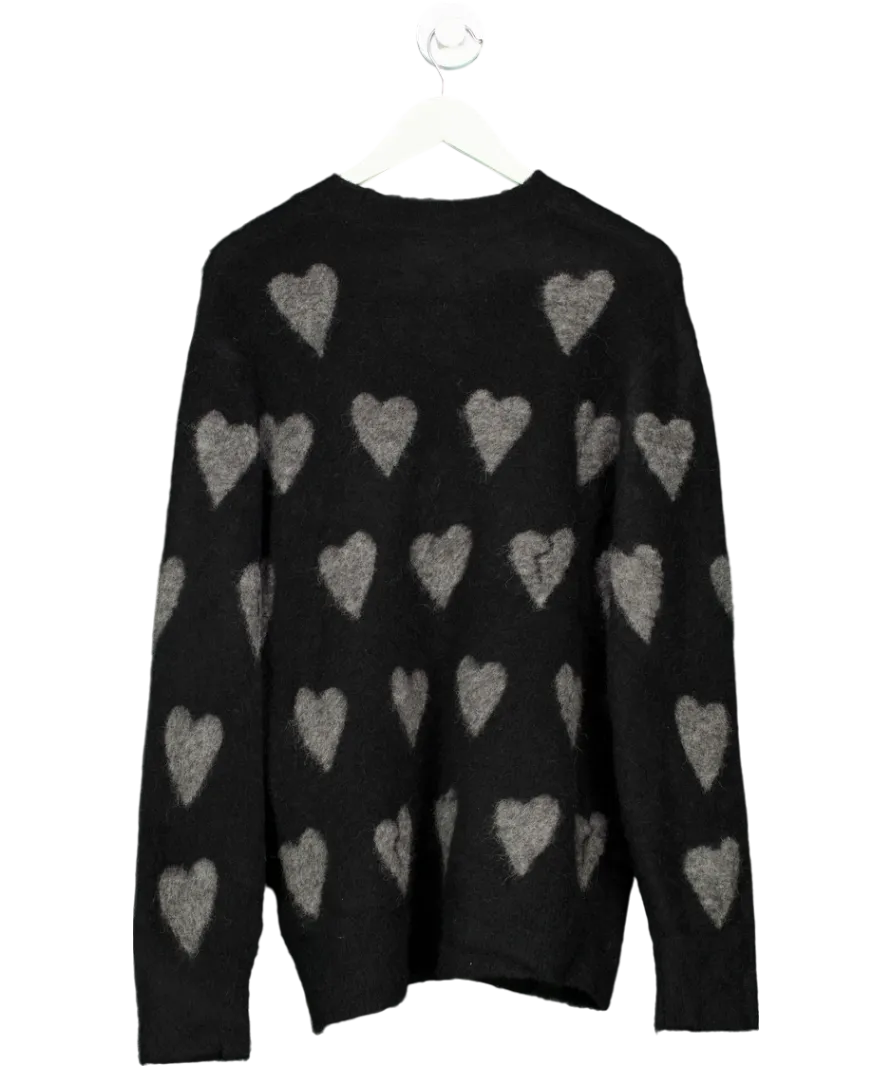 All Saints Black Amora Love Heart Jacquard Jumper UK S
