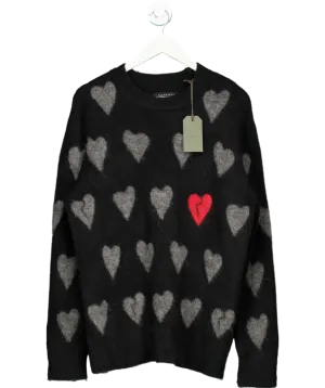 All Saints Black Amora Love Heart Jacquard Jumper UK S