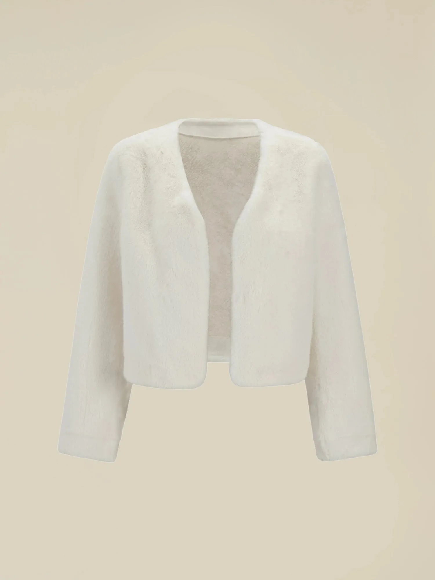 Amoretu V-Neck Long Sleeve Eco-Friendly Fur Short Coat