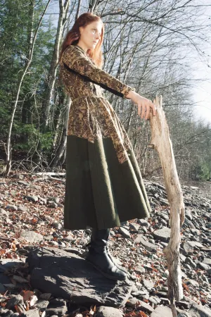 antique jacquard and army blanket coat dress
