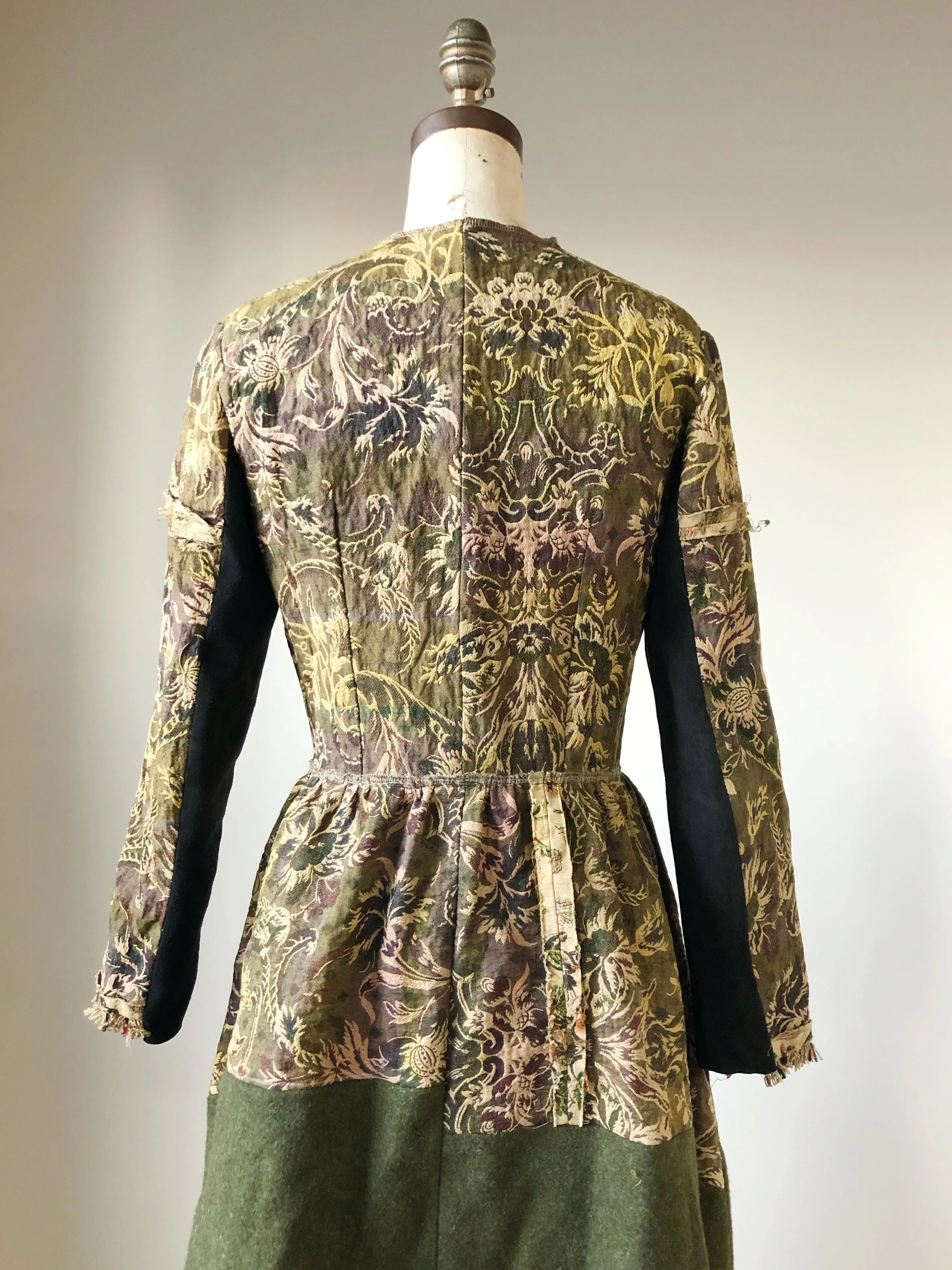 antique jacquard and army blanket coat dress