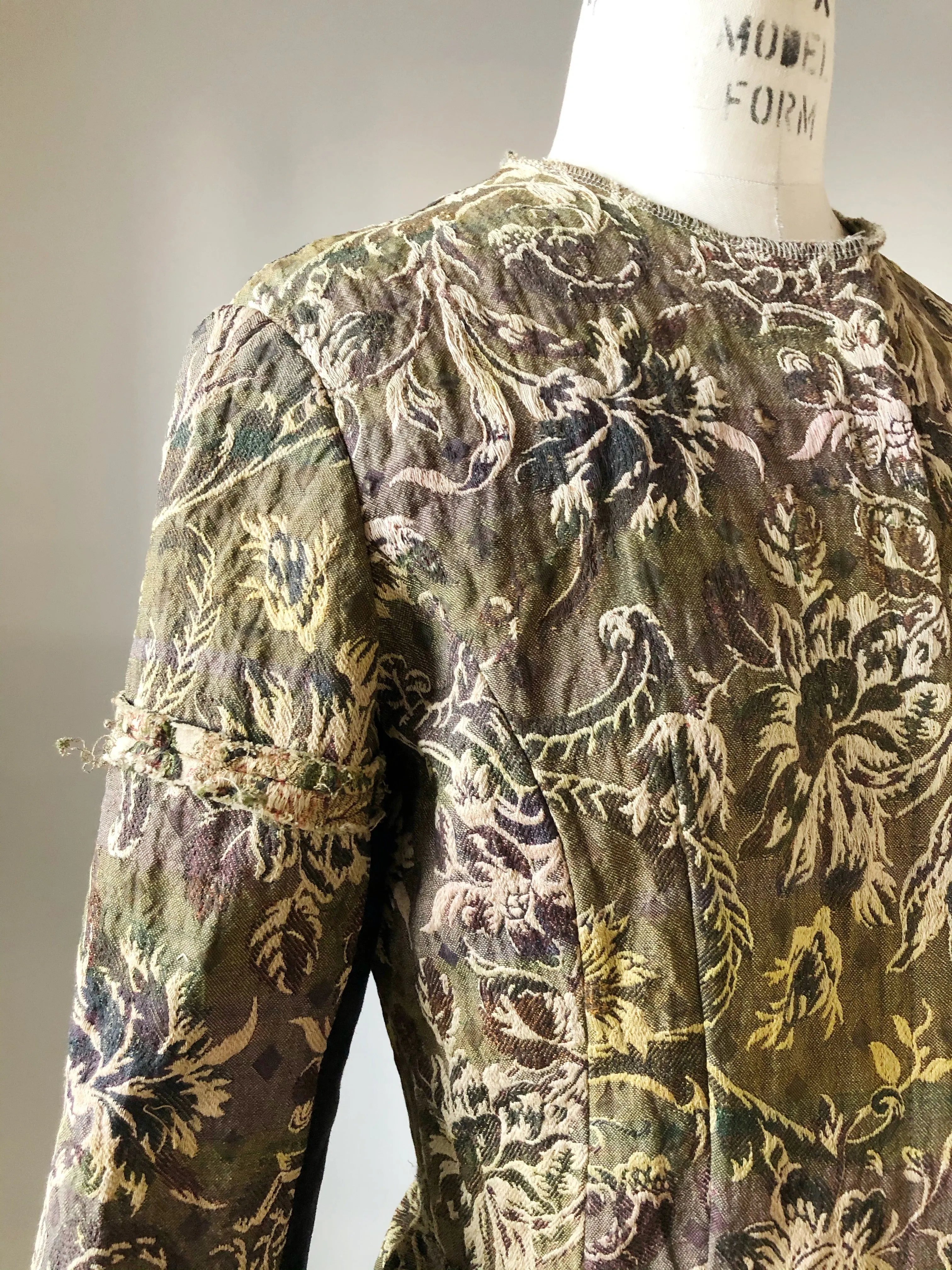 antique jacquard and army blanket coat dress