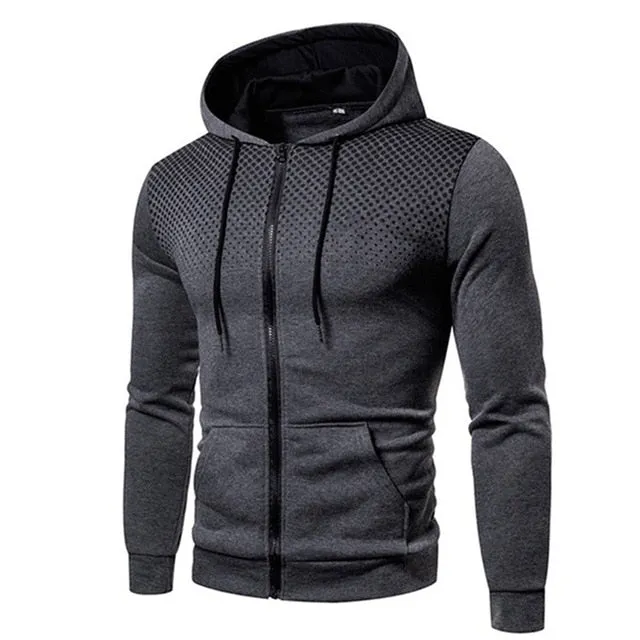 Athletic Graphic Zip-Up Hoodie with Pockets