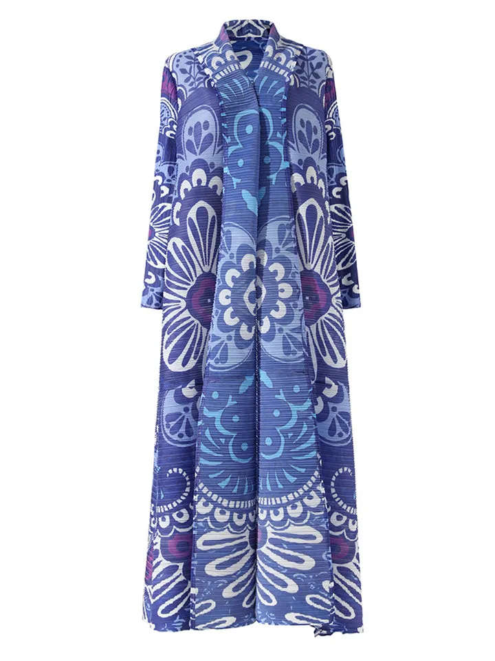 Autumn Fashion Printed Long Sleeve Cardigan Overcoat for Women