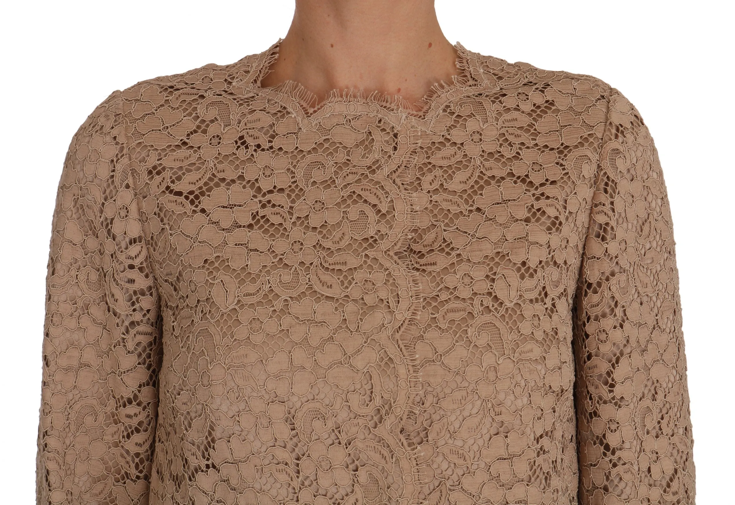 Beige Floral Lace Taormina Blazer Jacket