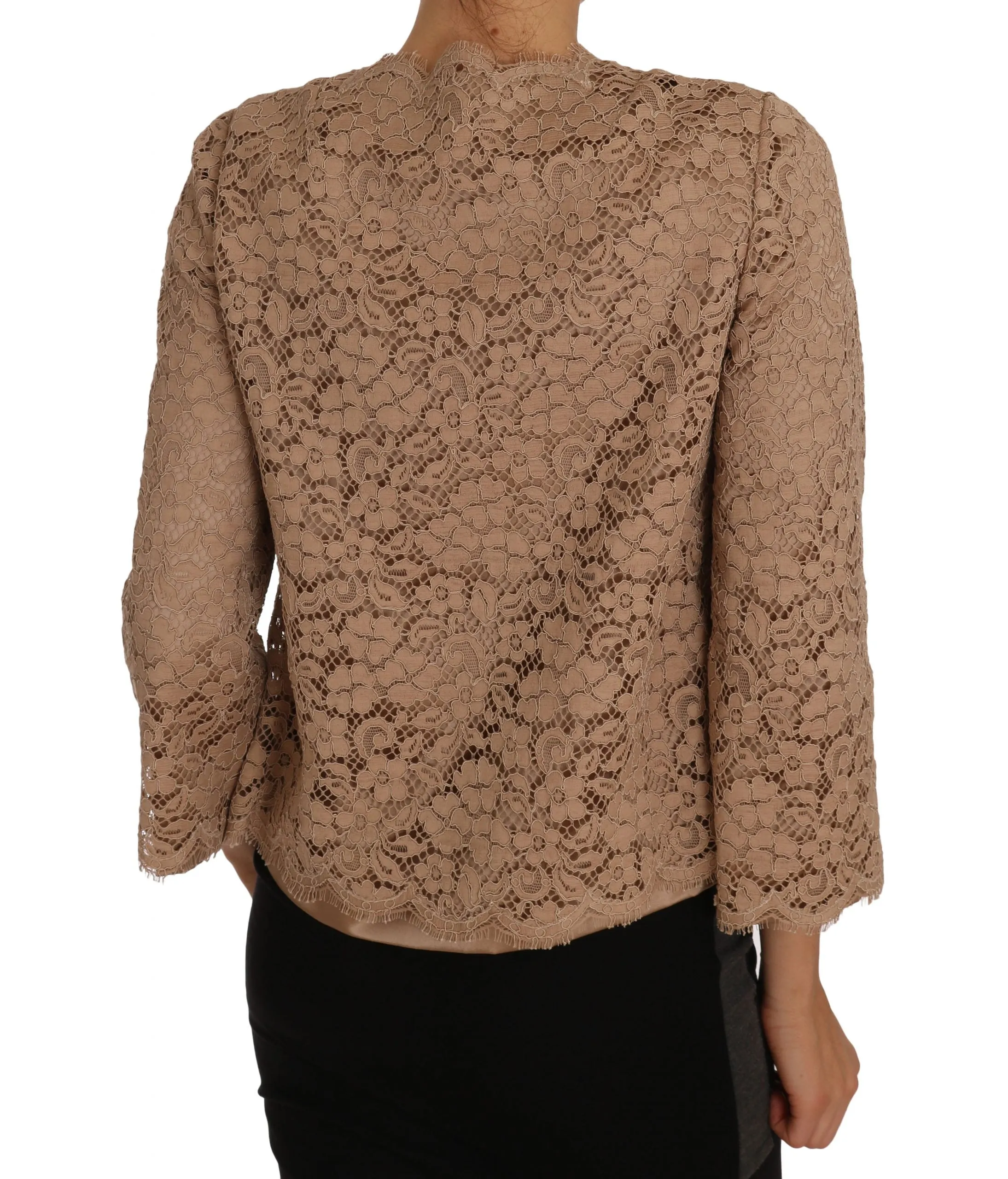 Beige Floral Lace Taormina Blazer Jacket
