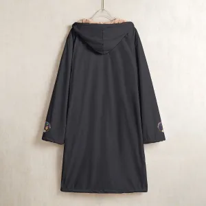 Black Beauty  Horn Button Long Fleece Windbreaker