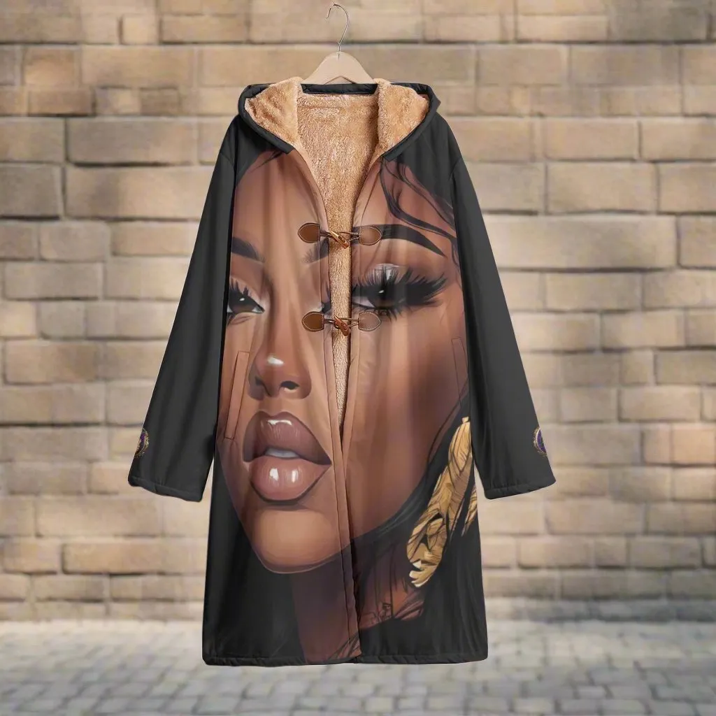 Black Beauty  Horn Button Long Fleece Windbreaker