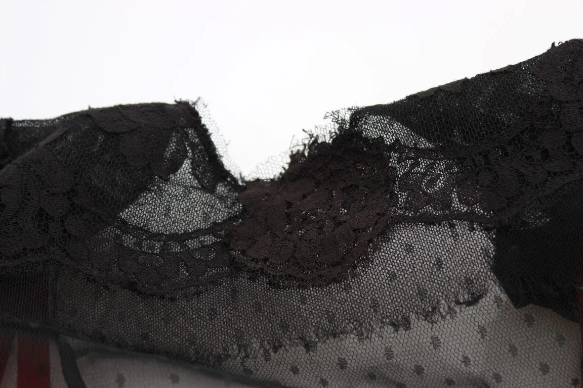 Black Floral Lace Shift Short Sleeve Dress