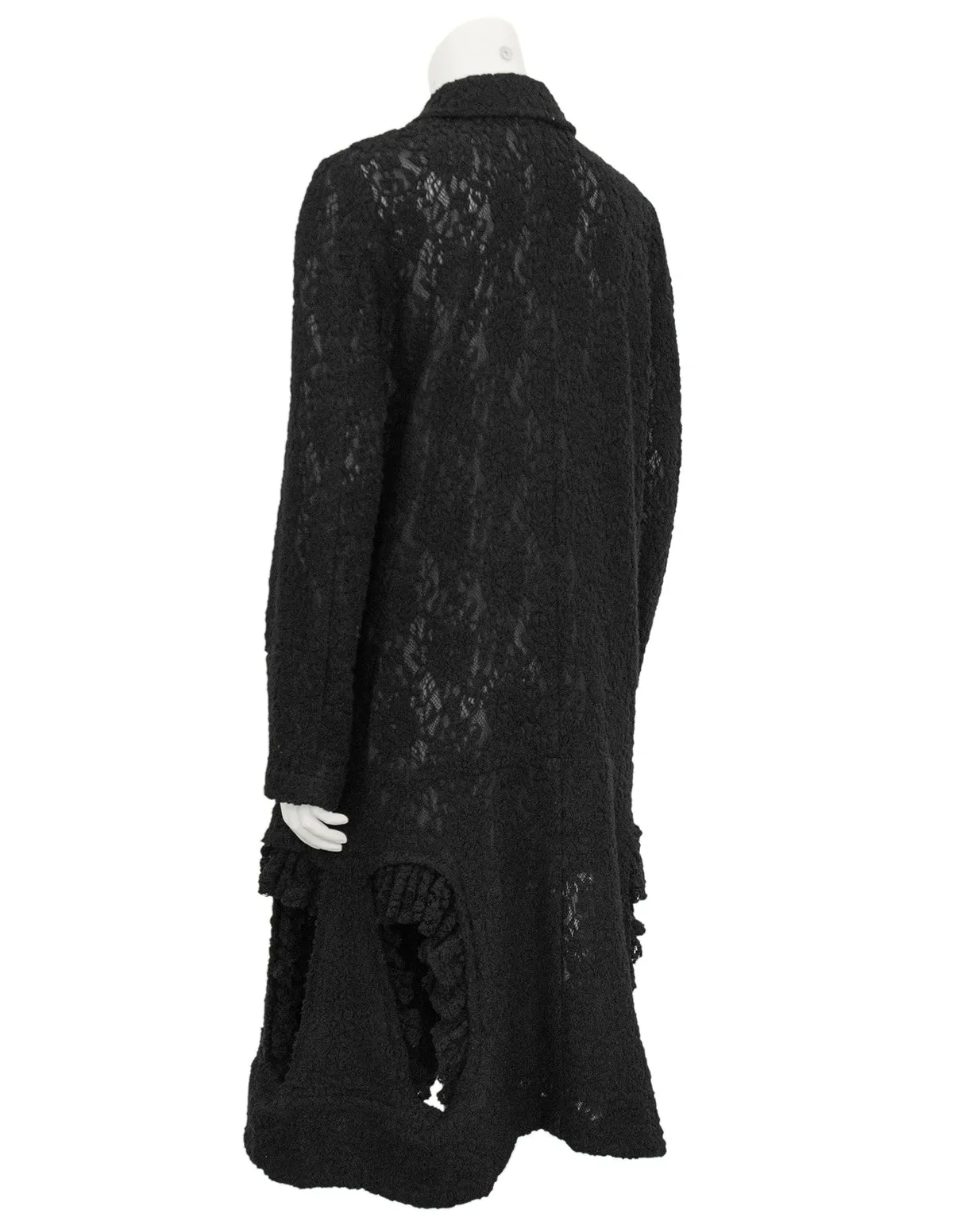 Black Guipure Lace Coat with Cut Outs