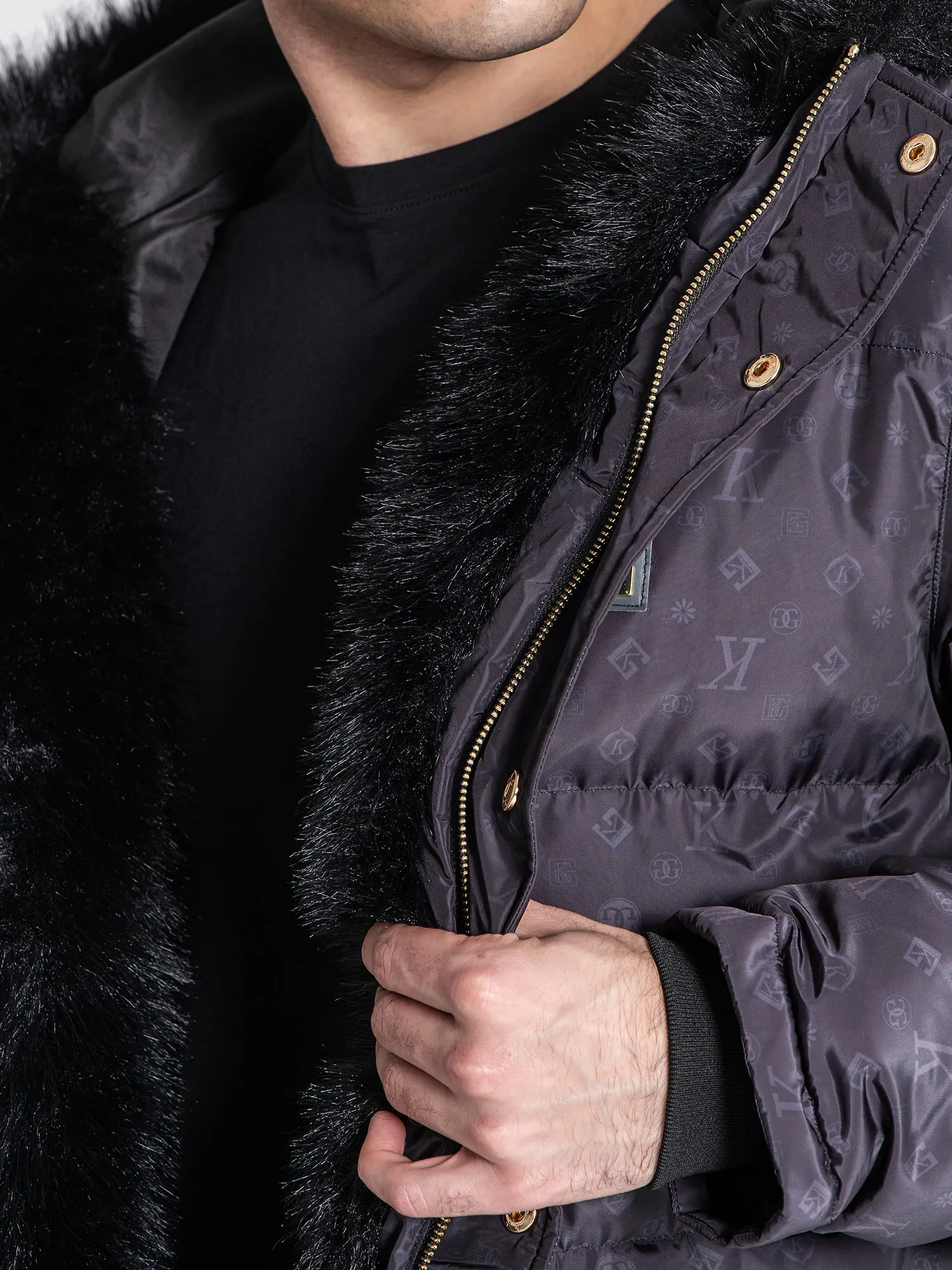 Black Logomania Coat