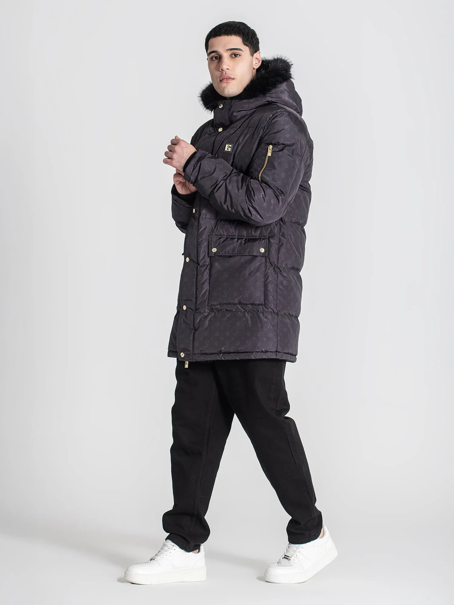 Black Logomania Coat