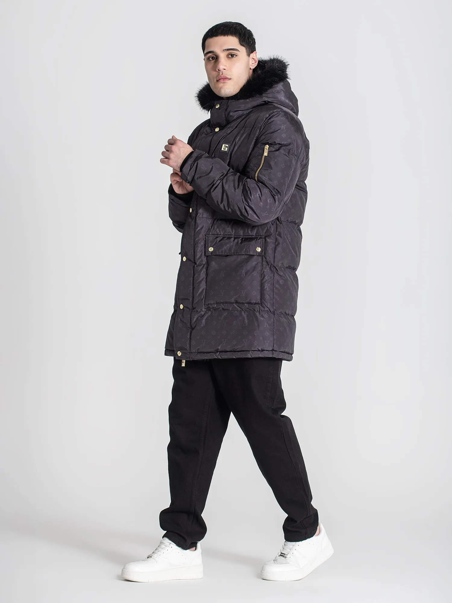 Black Logomania Coat