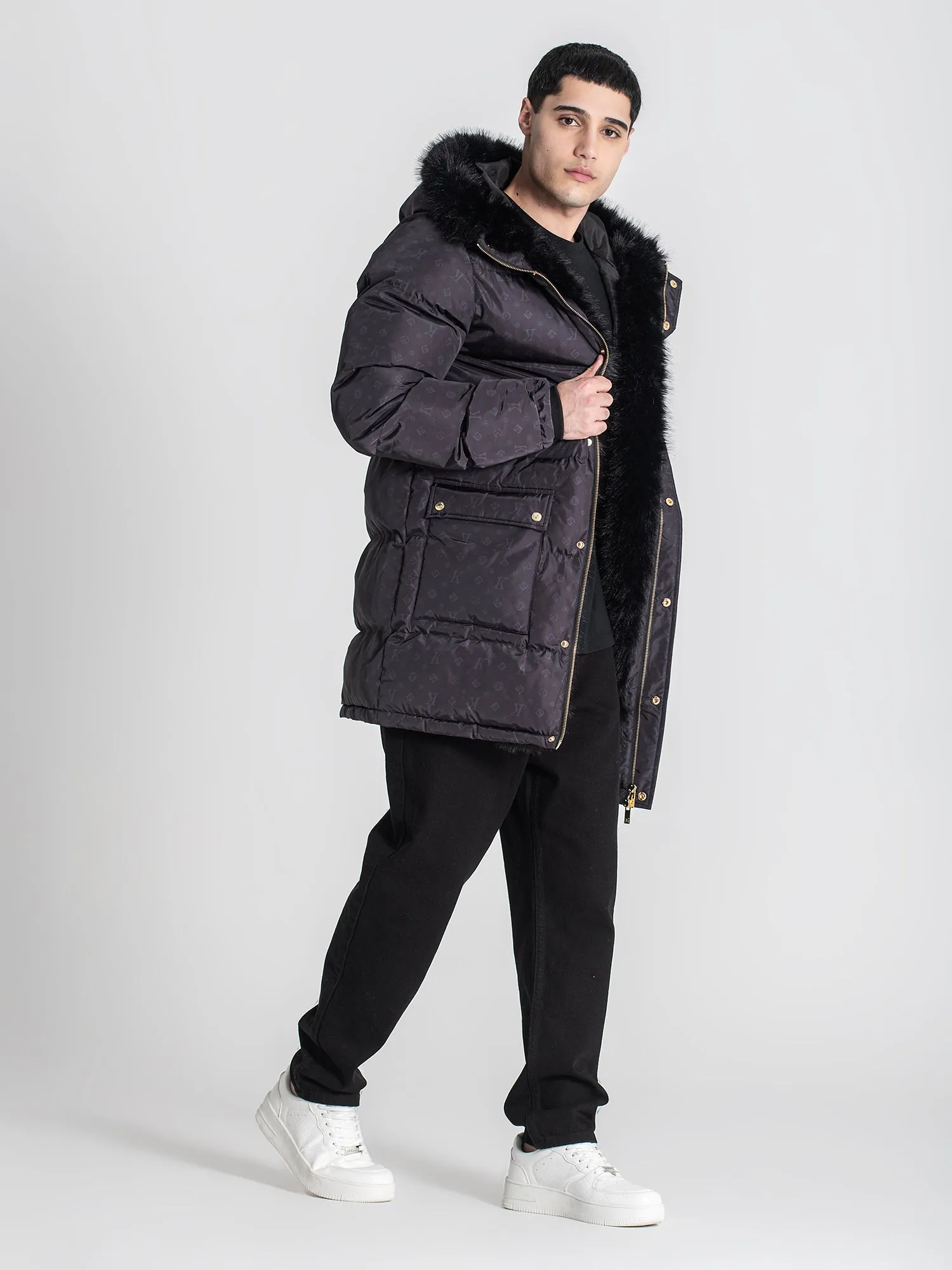 Black Logomania Coat