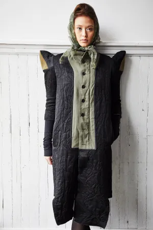 black satin spire sleeve and army coat