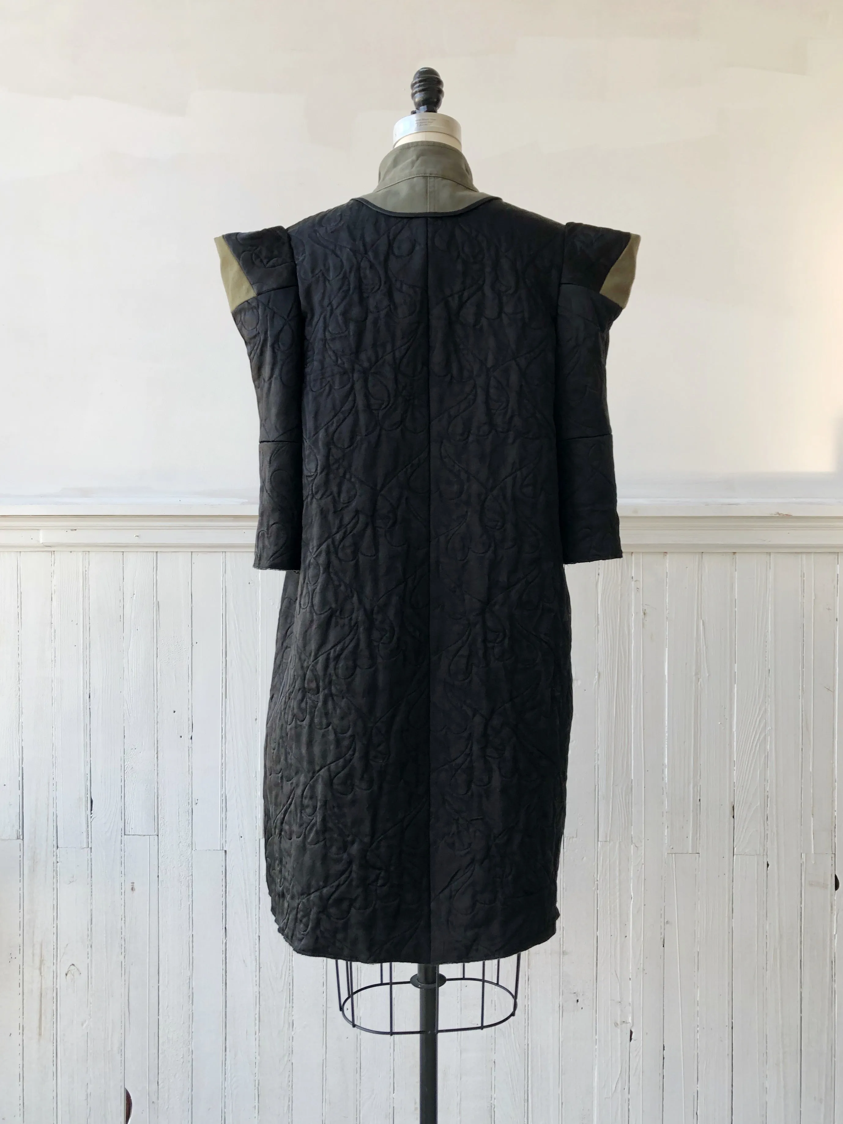 black satin spire sleeve and army coat