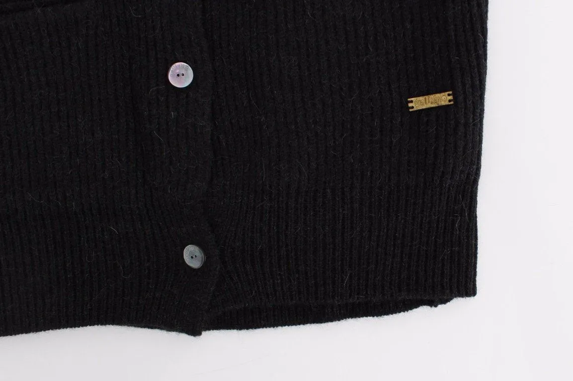 Black wool cardigan
