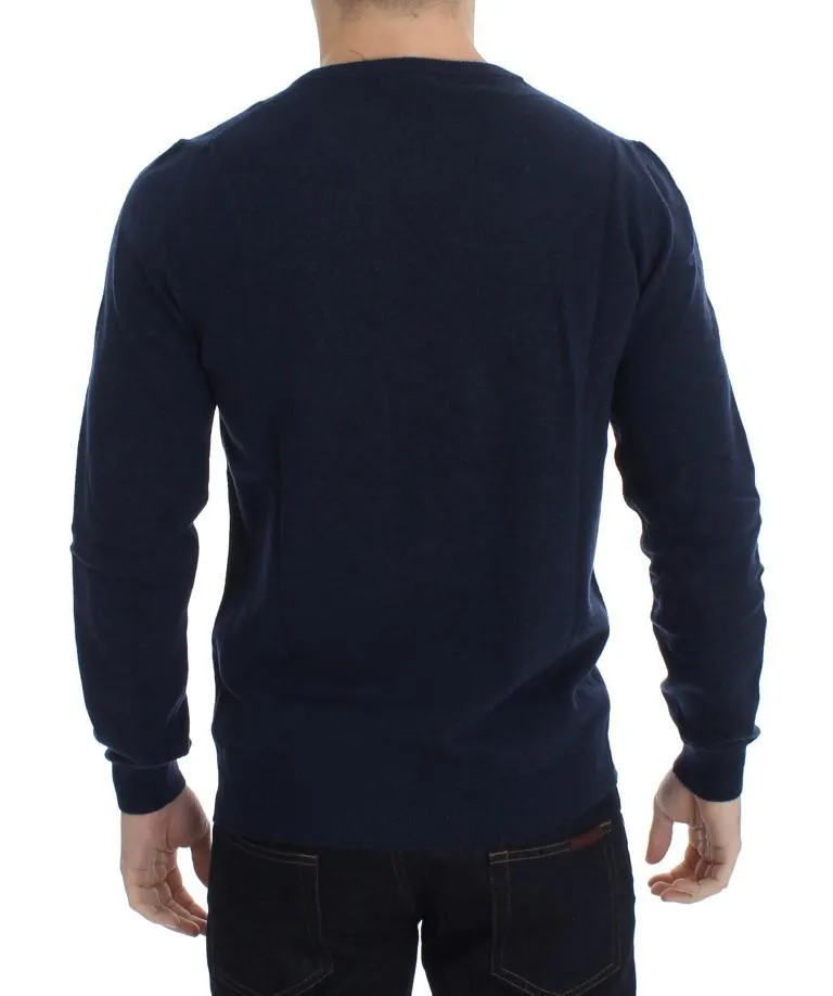 Blue Wool Crewneck Pullover Sweater