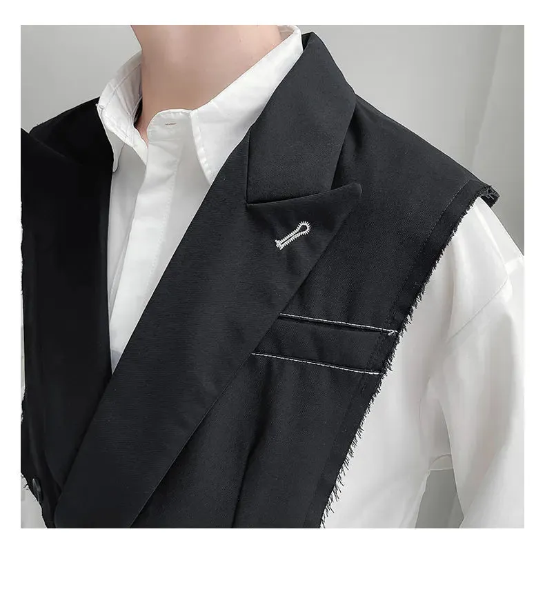 Bonsir Cropped Vests Men Fashion Chic All-match Sleevesless England Style Streetwear Overcoats Leisure Simple V-Neck Summer Handsome