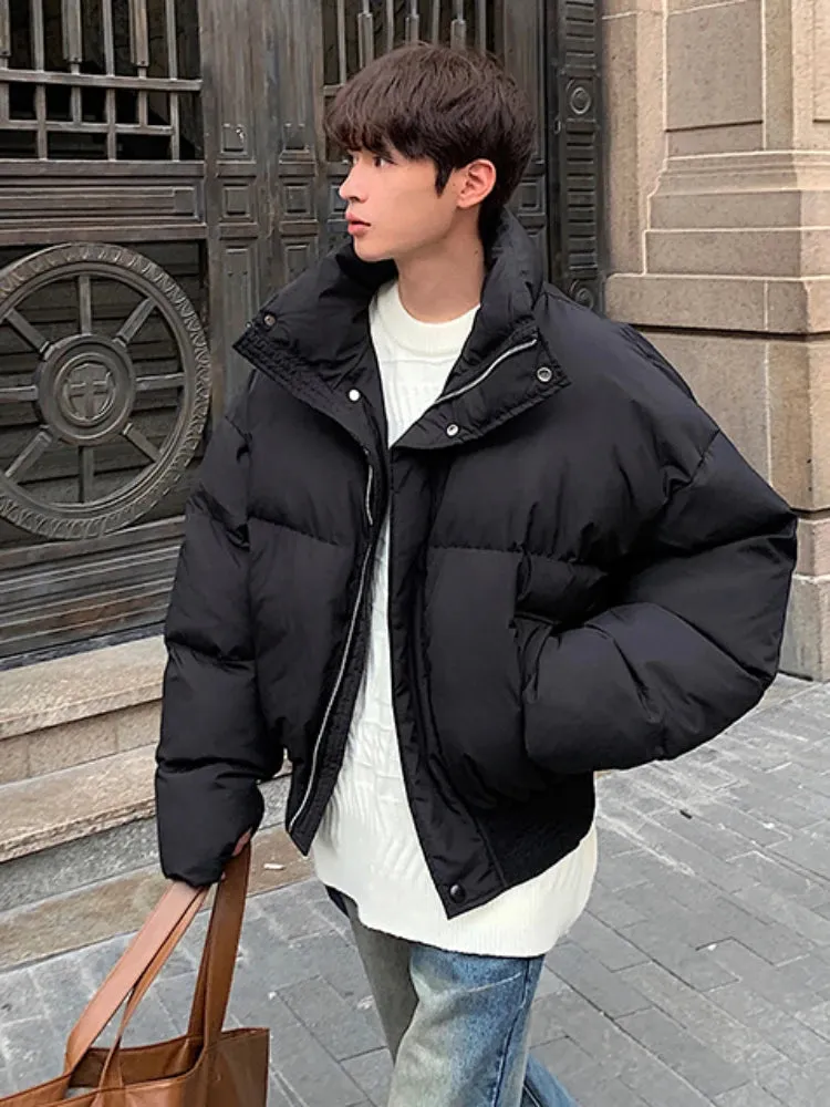 Bonsir Parkas Men Gothic Spring Short Style Thicker Daily American Retro Streetwear Stand Collar Design Overcoats College Unisex Teens