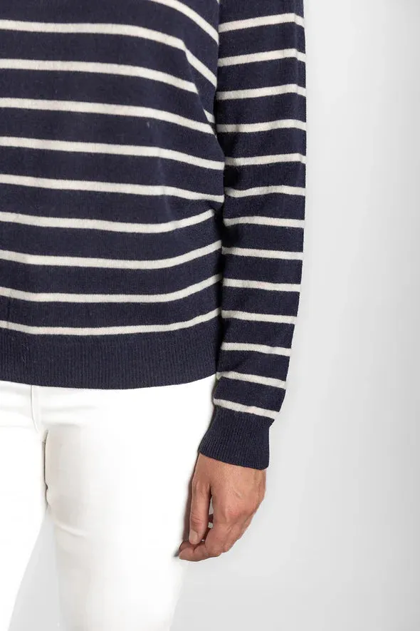 BOW & ARROW - Breton Crew Wool/Cashmere Knit NAVY/WHITE