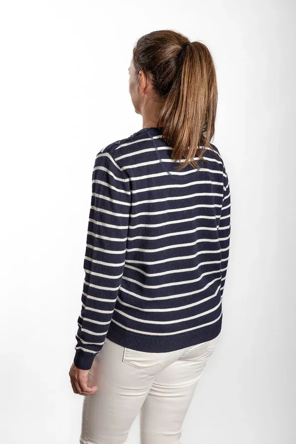 BOW & ARROW - Breton Crew Wool/Cashmere Knit NAVY/WHITE
