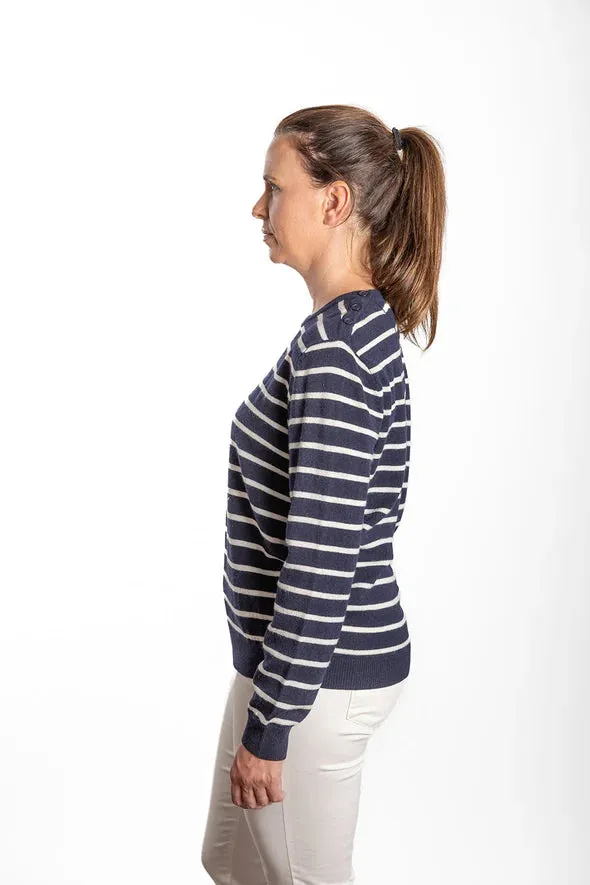 BOW & ARROW - Breton Crew Wool/Cashmere Knit NAVY/WHITE