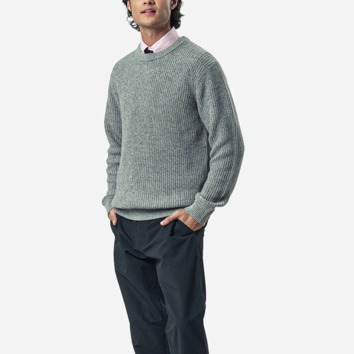 Branded Men's Knitted Sweater Light Gray