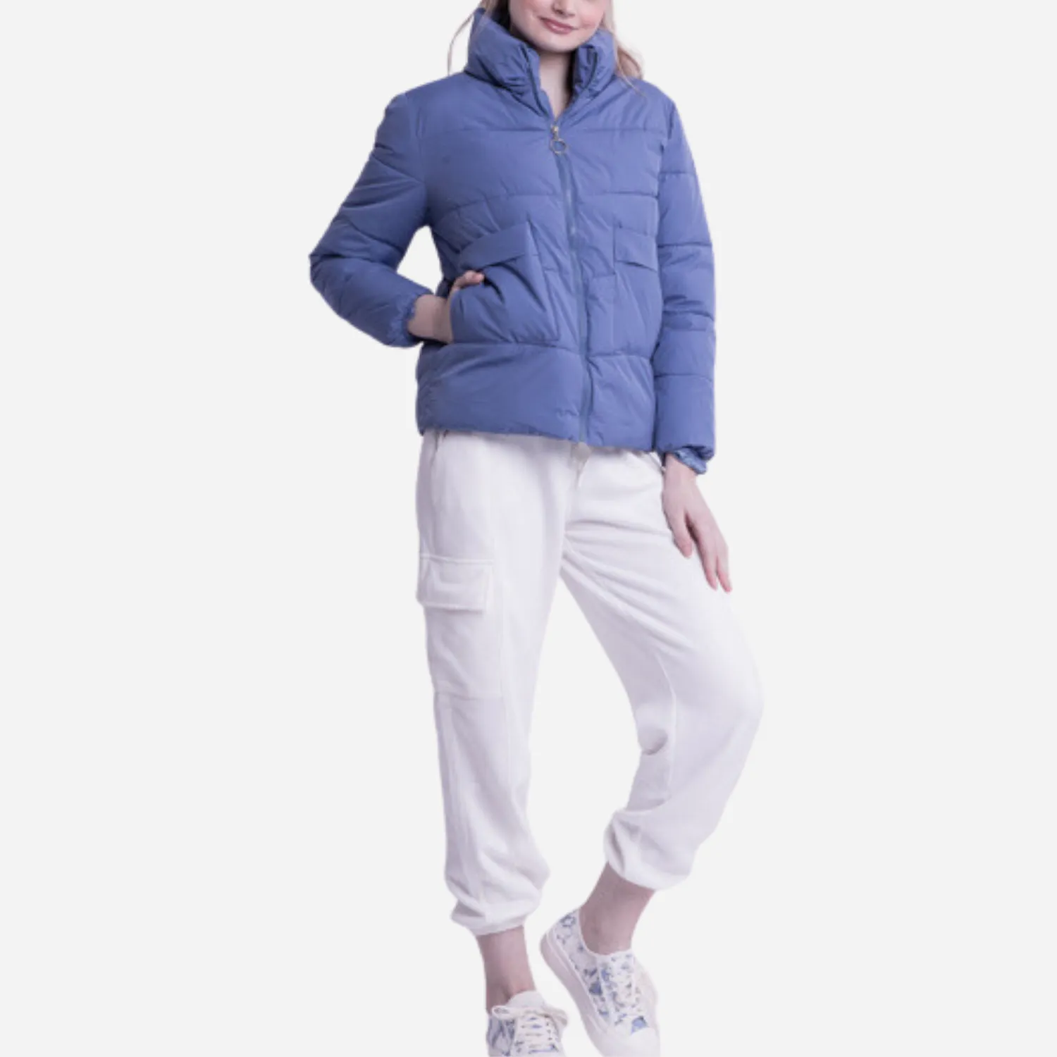 Branded Women's Quilted Jacket Blue