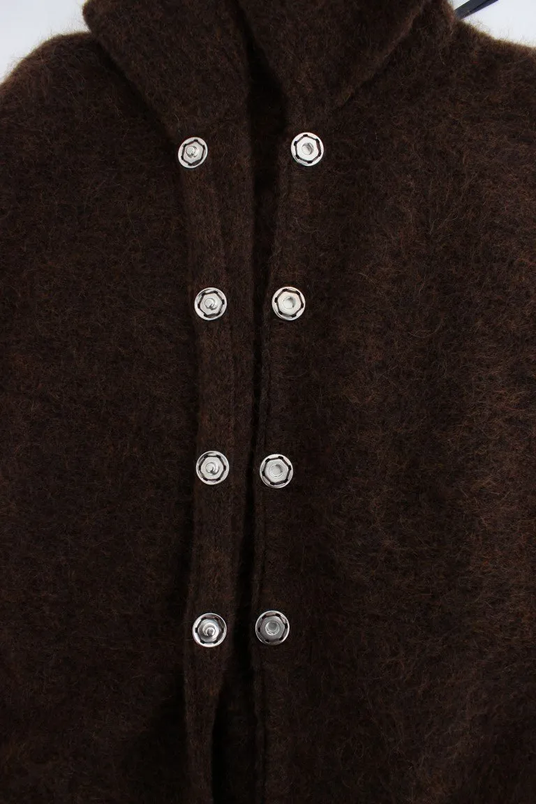 Brown mohair knitted cardigan