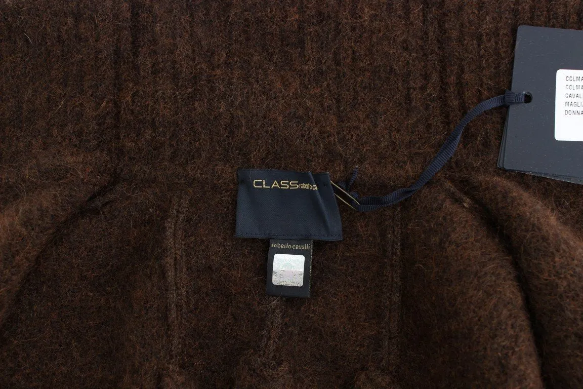 Brown mohair knitted cardigan