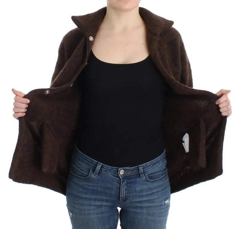 Brown mohair knitted cardigan