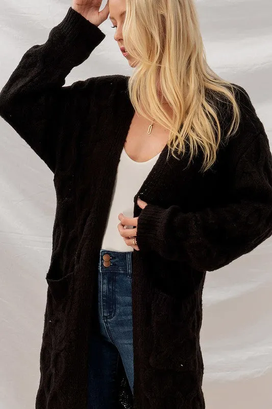 CABLE KNIT MAXI CARDIGAN