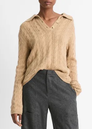 Cable Knit Polo (Cashew)