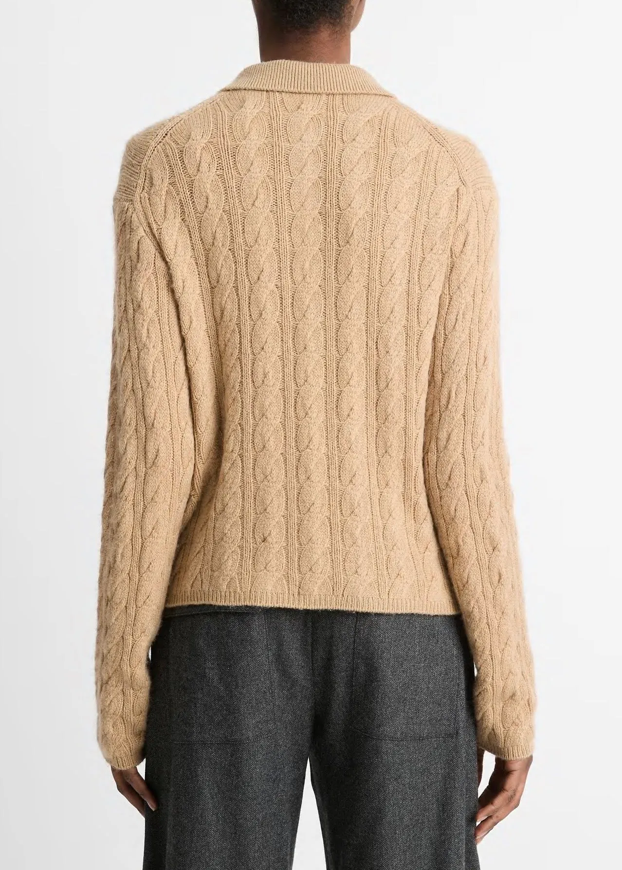 Cable Knit Polo (Cashew)
