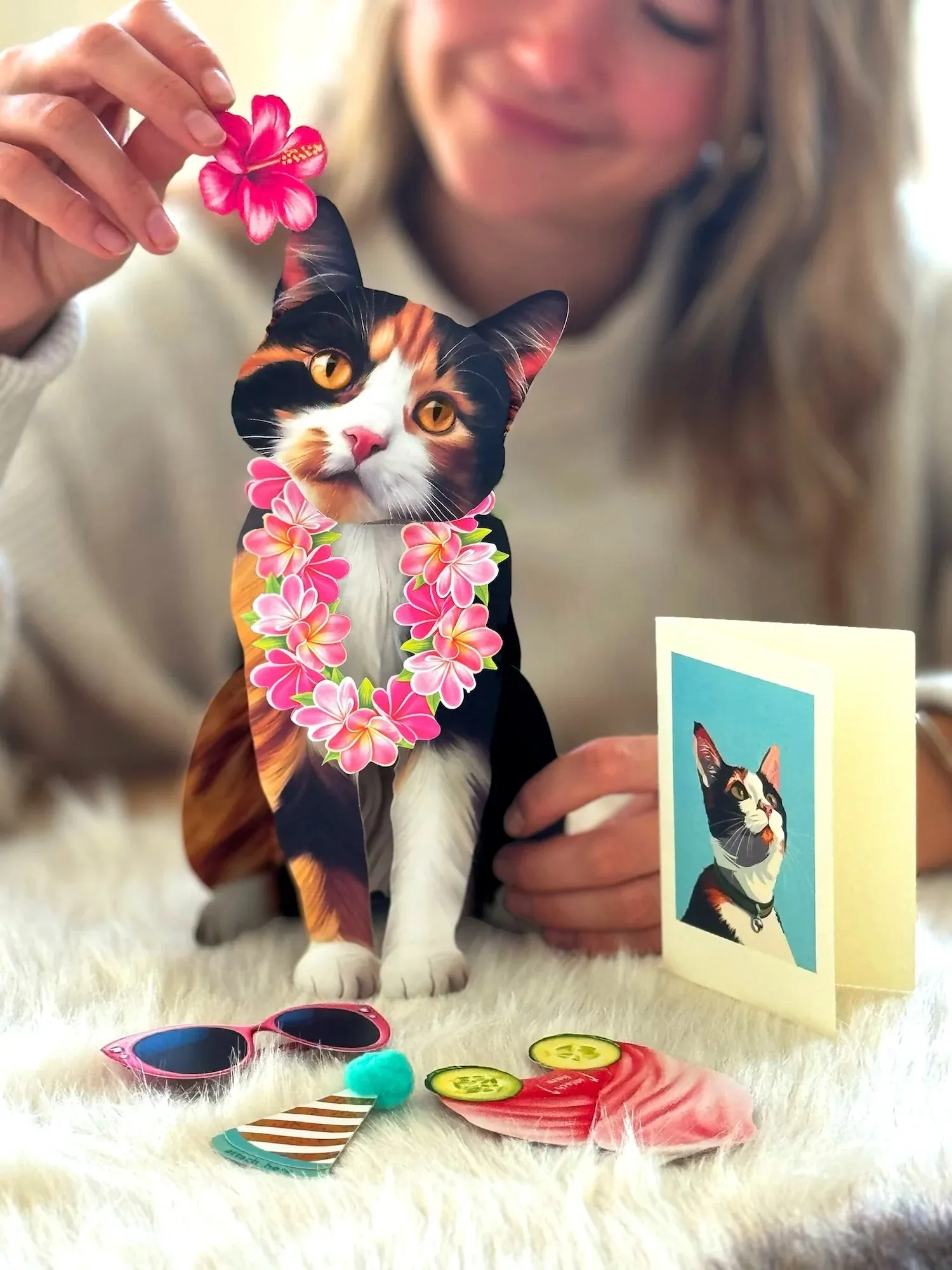 Calico Cat Pop-Up Greeting Card