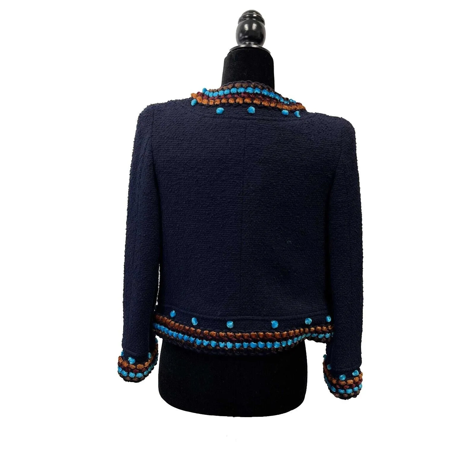 CHANEL - 97A VINTAGE Collectors Navy Popcorn Jacket 36 US 4 Coat Blazer