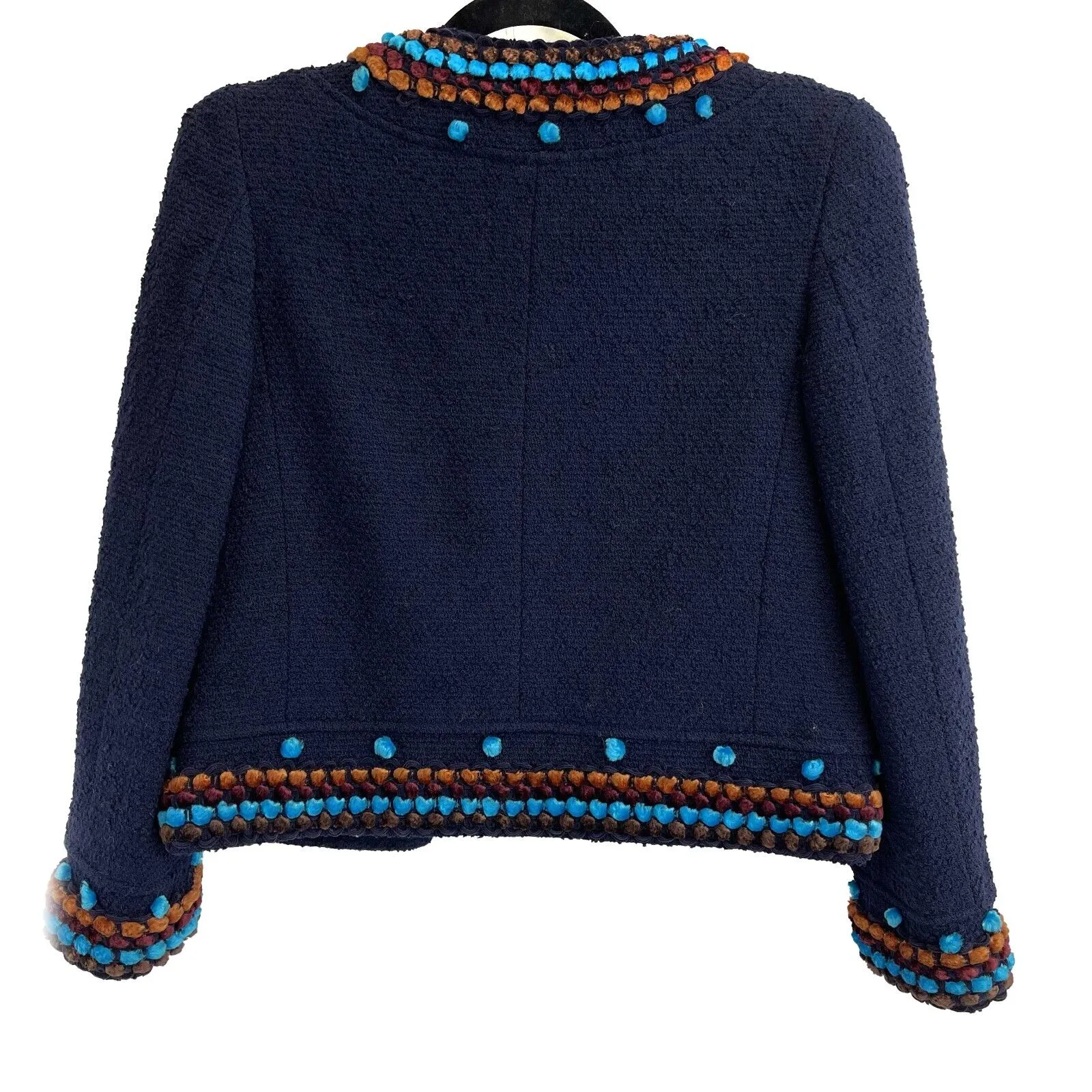CHANEL - 97A VINTAGE Collectors Navy Popcorn Jacket 36 US 4 Coat Blazer