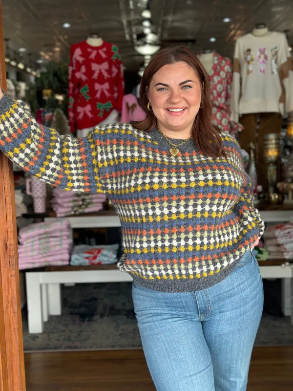 Charcoal Multi Striped Sweater