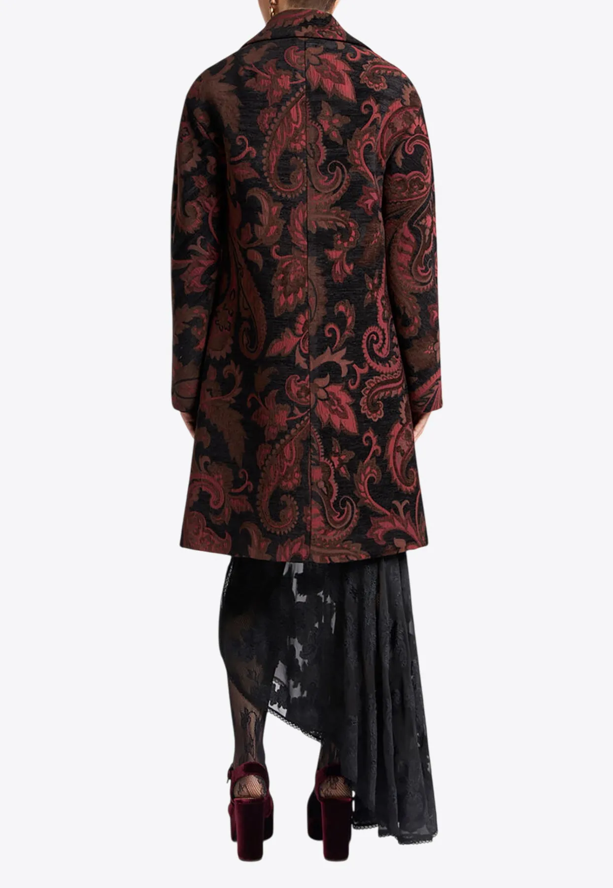Chenille Jacquard Single-Breasted Coat