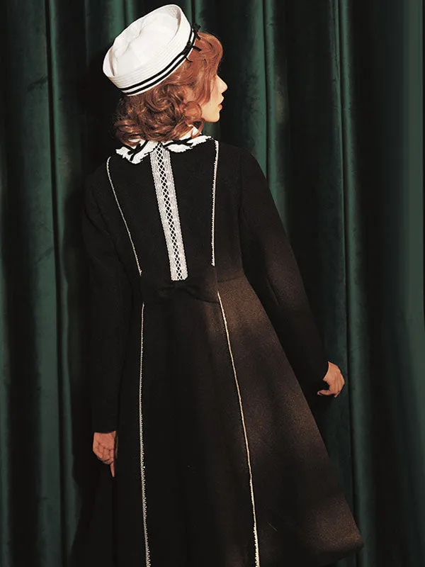 Classic Lolita Overcoat Lace Bow Camel Wool Lolita Coat