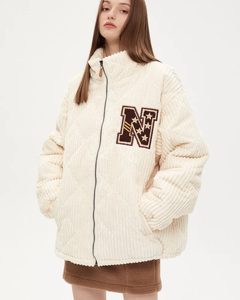 Corduroy "N" Diamond Patterned Cotton Jacket