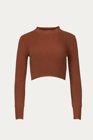 CROPPED OPEN-BACK MOCK NECK SWEATER
